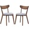 Mid-Century Walnut Dining Chairs Set 2 Ergonomic Cushioned Seat Rubber Wood